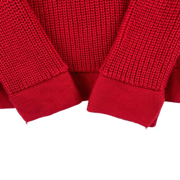 LOFT Women's Red Cable-Knit Long Sleeve Lace Up Tie Slit Pullover Sweater Size S - Picture 10 of 14